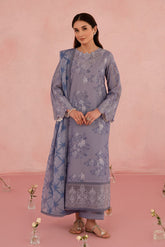 Columbine | 3PC Unstitched Suit Embroidered Lawn Floral Charm By Afrozeh